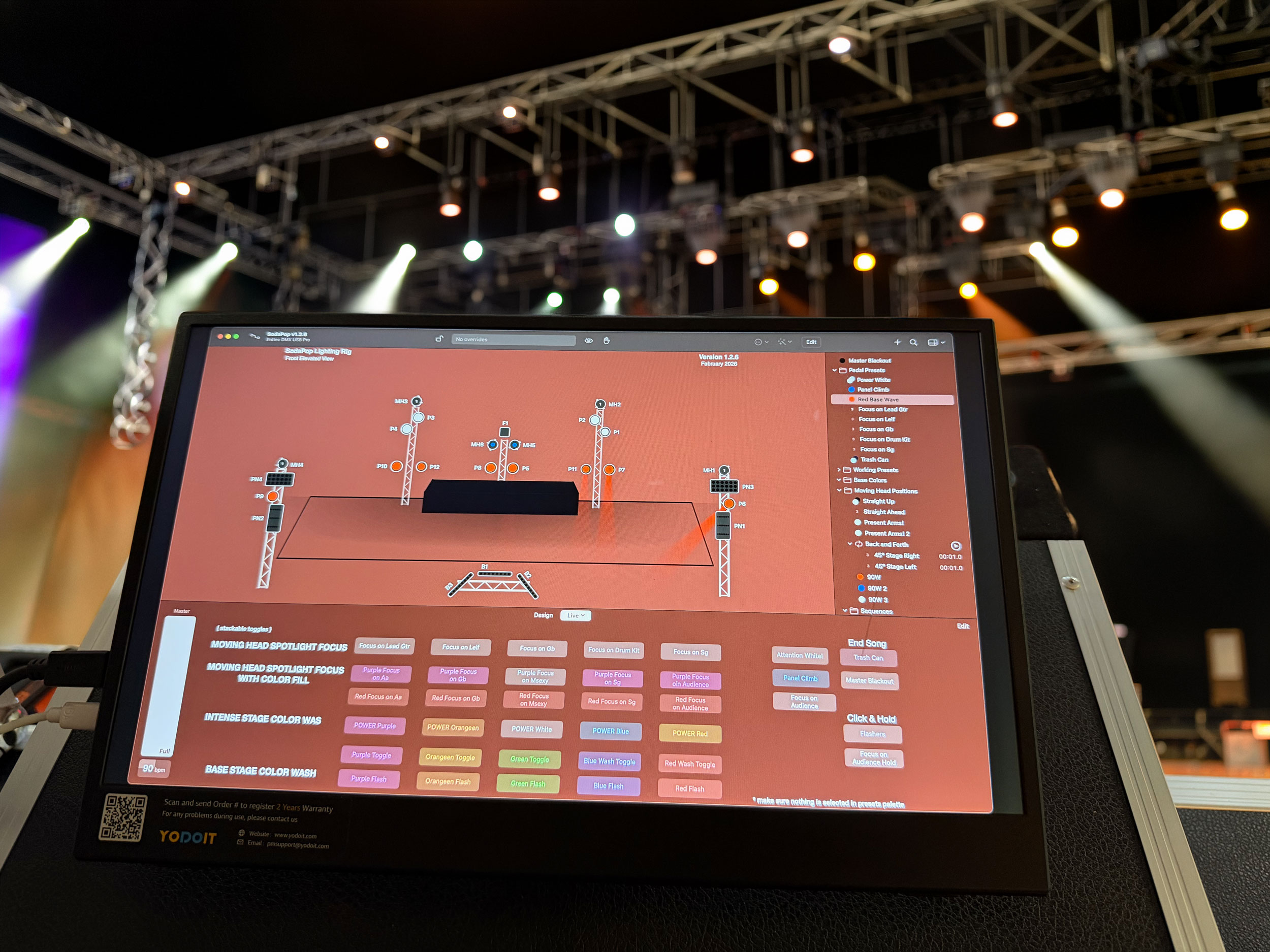 Intimate stage equipped with sound system, instruments and intelligent lighting